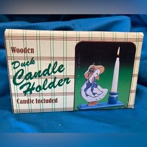 Vintage GIFTCO Wooden Duck Candle Holder New in Box!